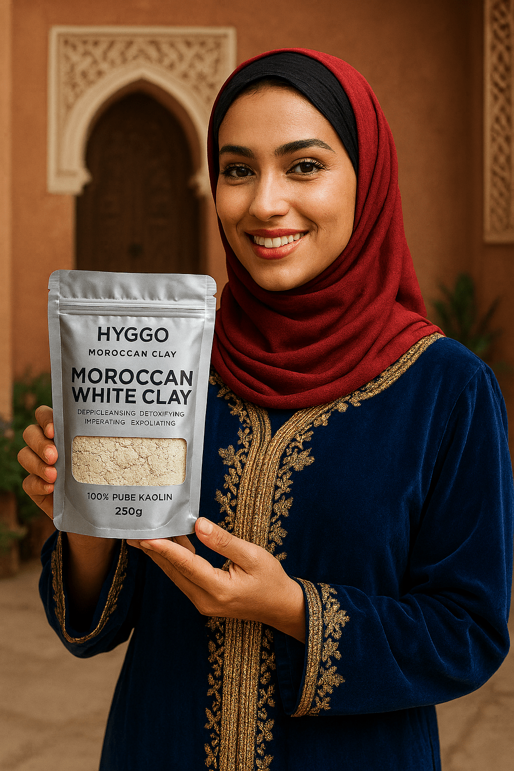 Moroccan White Clay, 100% Pure Kaolin, 250g, Deep Cleansing Face and Body Mask, Detoxifying, Exfoliating, Hydrating, Oil Control, Natural Vegan - HYGGO